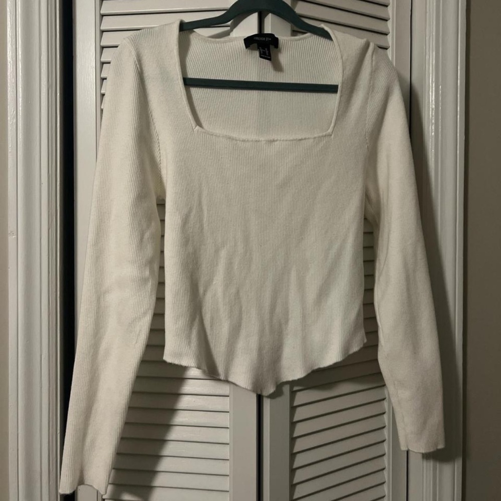 Forever 21 White Square Neck Top